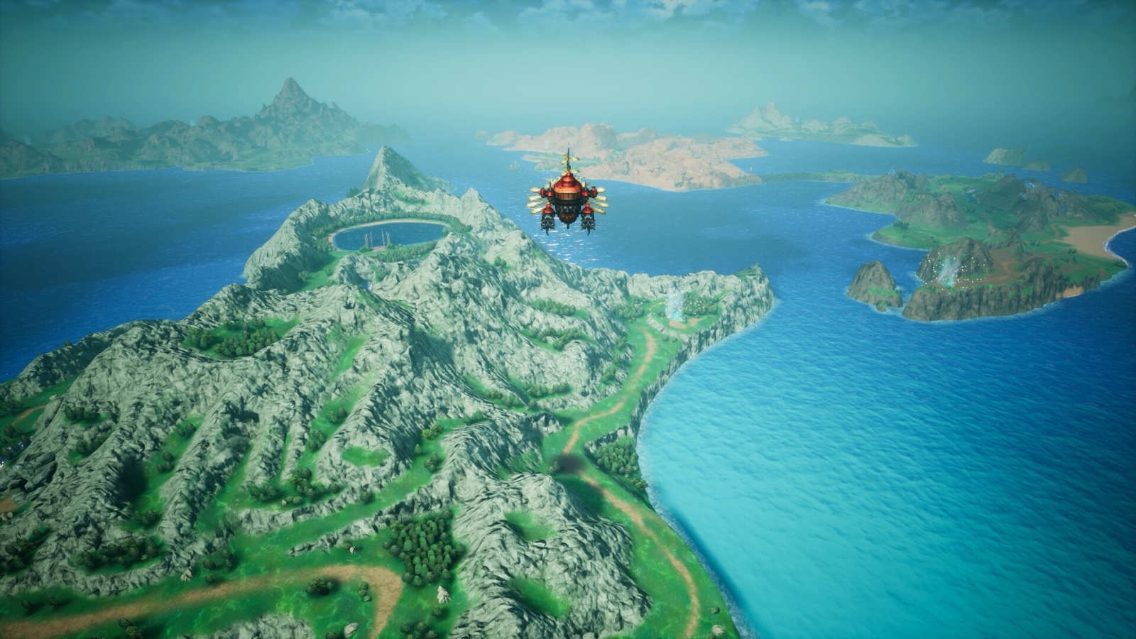 The airship flying over the world map of Lapis